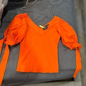 Anthropologie (Maeve) Orange Puff Sleeve Top XS